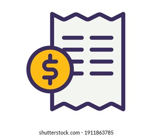 tax invoice bill single isolated icon with filled line style