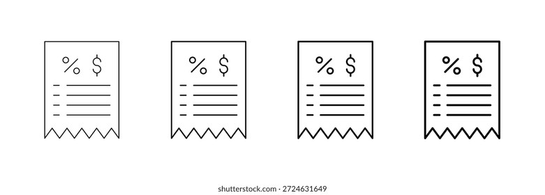 Conjunto de Vectores de Factura de impuestos en diferentes estilos de línea de trazo