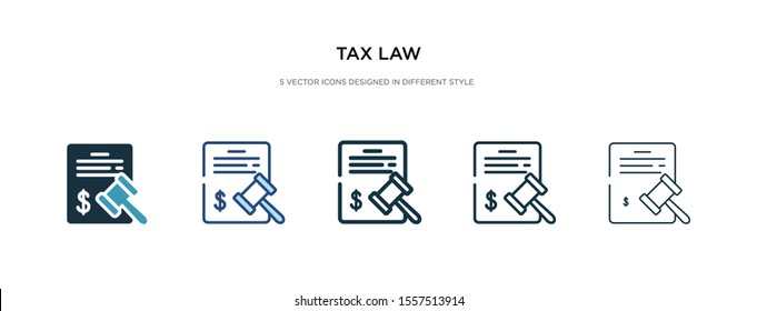 Tax Law Icon In Different Style Vector Illustration. Two Colored And Black Tax Law Vector Icons Designed In Filled, Outline, Line And Stroke Style Can Be Used For Web, Mobile, Ui