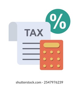 Tax letter icon, calculator and letter with text isolated on transparent background. Minimalist vector illustration.