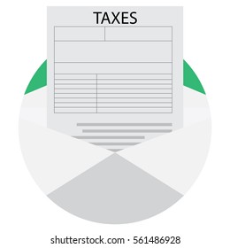 Tax letter icon flat vector. Tax document form illustration