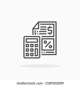Tax line icon. Editable stroke and pixel perfect. Can be used for digital product, presentation, print design and more.