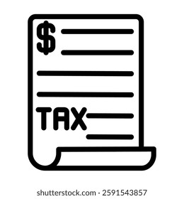 Tax line icon, vector, pixel perfect, illustrator file 