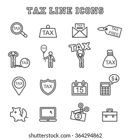 tax line icons, mono vector symbols