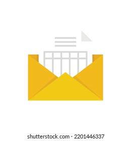 Steuerliches Mail-Symbol. Flache Illustration von Steuerpost, Vektorsymbol einzeln auf weißem Hintergrund