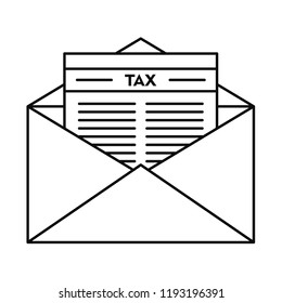 Tax mail icon. Outline tax mail vector icon for web design isolated on white background