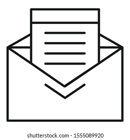 Tax mail icon. Outline tax mail vector icon for web design isolated on white background