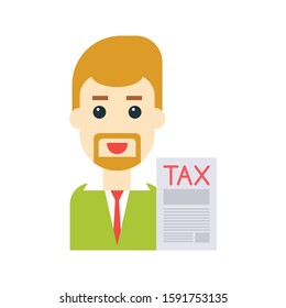 tax man vector flat color icon 