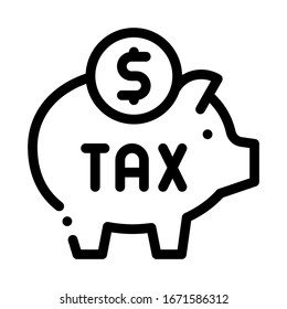 Tax Money Box Icon Vector. Outline Tax Money Box Sign. Isolated Contour Symbol Illustration