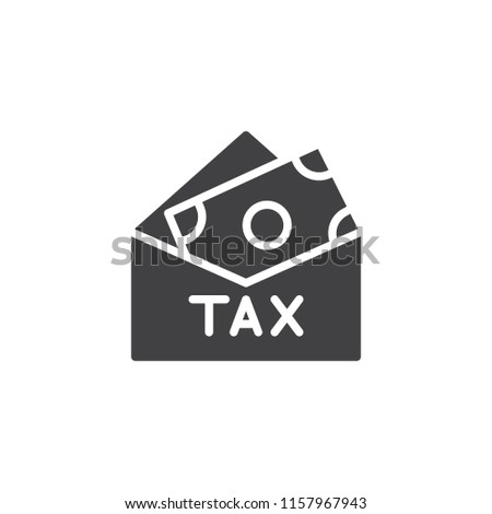 Tax money envelope vector icon. filled flat sign for mobile concept and web design. Open tax envelope with money simple solid icon. Symbol, logo illustration. Pixel perfect vector graphics