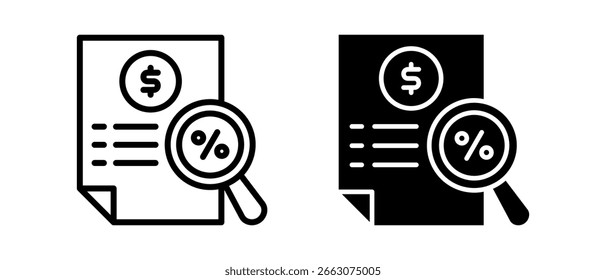 Conjunto de íconos múltiples de impuestos de Ilustración vectorial two.line y glyph