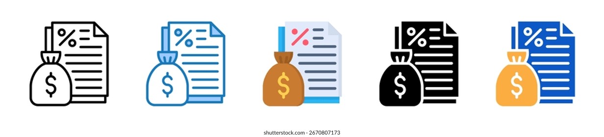 Impuestos múltiples iconos de estilo establecen la Ilustración vectorial de diseño.