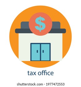 tax office flat icon. Editable stroke. Design template vector