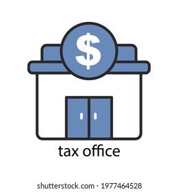 Tax Office Icon. Two Tone Line Colored Design. Editable Stroke. Design Template Vector