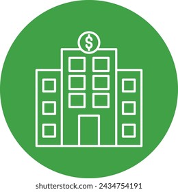 Tax Office Vector Line Circle Icon Design