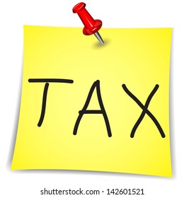 Tax on a Note Paper with pin on white background
