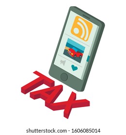 Tax online icon. Isometric illustration of tax online vector icon for web