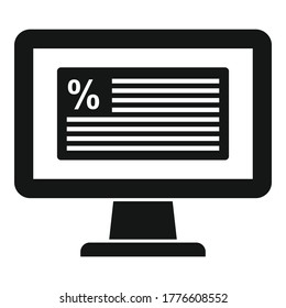 Tax online monitor icon. Simple illustration of tax online monitor vector icon for web design isolated on white background