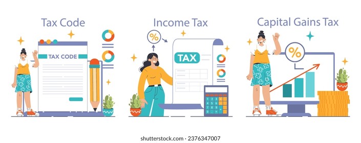 Tax optimization. Financial efficiency, budgeting and economy idea. Taxes planning, declaration preparing and calculation. Flat vector illustration
