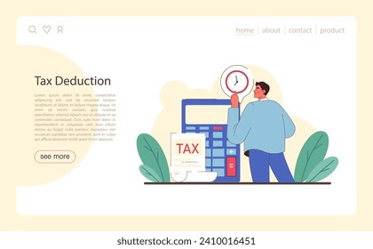 Tax optimization web banner or landing page. Financial efficiency, budgeting and economy idea. Taxes deduction and refund. Flat vector illustration