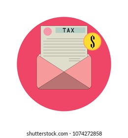Tax paper bill comes from envelope need to pay