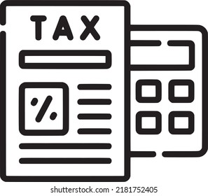 Tax paper and calculator vector icon, financial illustration. EPS