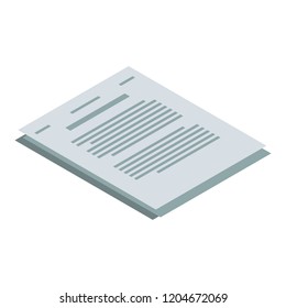 Tax paper icon. Isometric of tax paper vector icon for web design isolated on white background