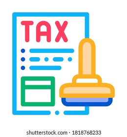 Vector de iconos de marca de papel de impuesto. Signo de sello de papel fiscal de esquema. Ilustración de símbolo de contorno aislado