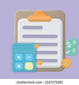 Tax payment and business tax concept. 3d vector illustration