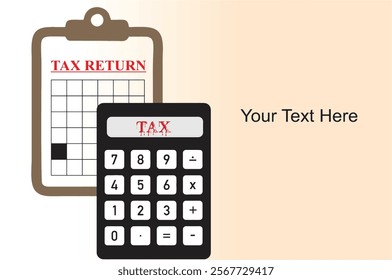 Tax payment and business tax concept. Income and expenditure sheets with calculator. Banking and Financial adviser services poster or banner copy space and blank to add text.