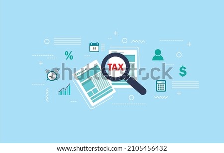 Tax payment concept, Forms government, State taxes, Data analysis, Paperwork, Financial research, Report, State Government taxation, Calculation of tax return.