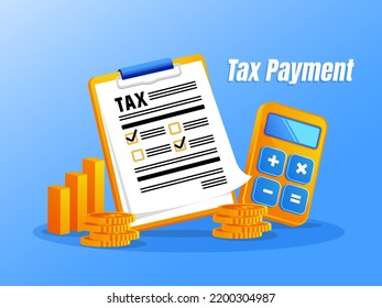 Tax payment concept with paper documents and calculator