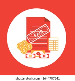 Tax payment concept vector illustration. Financial analysis report and calculation of tax return. Debt payment flat design.