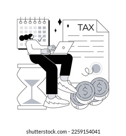 Tax payment deadline abstract concept vector illustration. Tax planning and preparation, vat payment deadline reminder, fiscal year calendar, estimated refund and return date abstract metaphor.