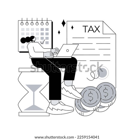 Tax payment deadline abstract concept vector illustration. Tax planning and preparation, vat payment deadline reminder, fiscal year calendar, estimated refund and return date abstract metaphor.