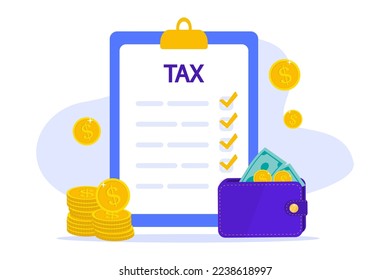 Tax payment, financial revenue, business planning. Accounting, financial management, corporate tax, taxable income concept. Budget planning concept. Payment and debts management