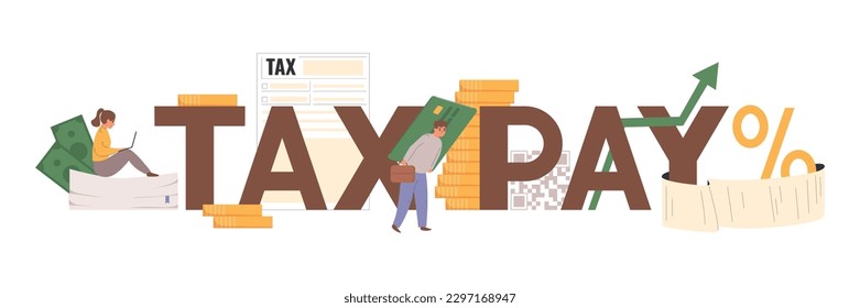 Tax payment flat composition with home finance symbols vector illustration