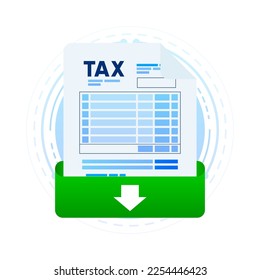 Download des Steuerformulars einzeln auf dem Hintergrund. Bezahlen Sie die Rechnungen, Rechnungen, Gehaltslisten. Vektorgrafik.