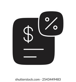 Tax Payment Icon with Document and Percent Symbol for Tax-Related Payments