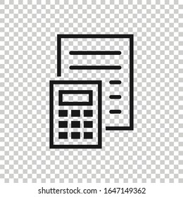 Tax payment icon in flat style. Budget invoice vector illustration on white isolated background. Calculate document business concept.