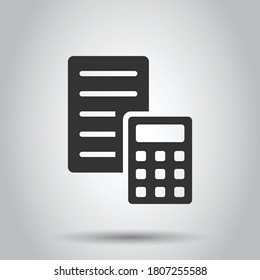 Tax payment icon in flat style. Budget invoice vector illustration on white isolated background. Calculate document business concept.