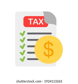 Icono de pago de impuestos en estilo plano sobre marketing y crecimiento para cualquier proyecto, uso para presentación de aplicaciones móviles de sitio web