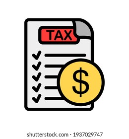 Tax payment icon vector illustration in filled line style about marketing and growth for any projects, use for website mobile app presentation