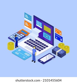 Tax payment isometric on a background