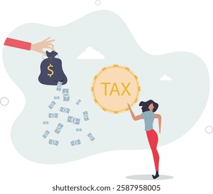 Tax payment or losing money without tax planning concept,flat character life .