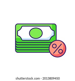 Tax payment with percentage RBG color line icon. Taxation. Thin line vector illustration.