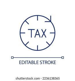 Tax payment RGB color icon. Taxation liability. Economic growth. Taxable income. Time without penalty. Isolated vector illustration. Simple filled line drawing. Editable stroke. Arial font used