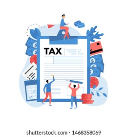 Tax payment vector illustration concept. Filling tax form.	