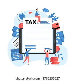 Tax payment vector illustration concept. Filling tax form.
