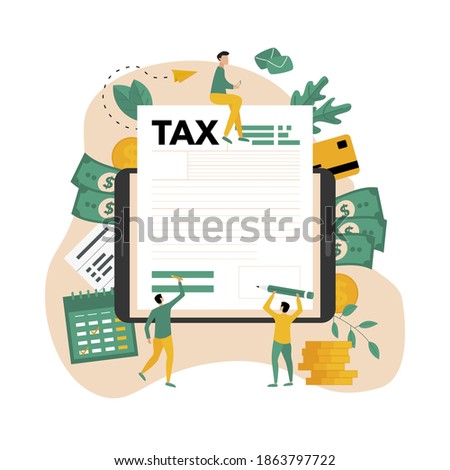 Tax payment vector illustration concept. Filling tax form.